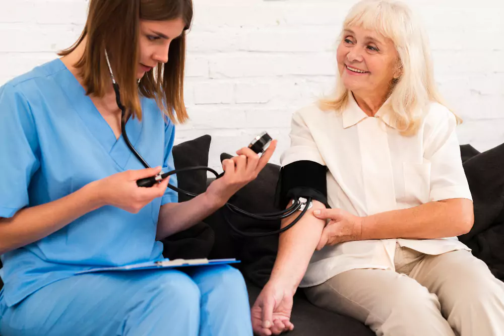 Checking Old Woman Blood Pressure